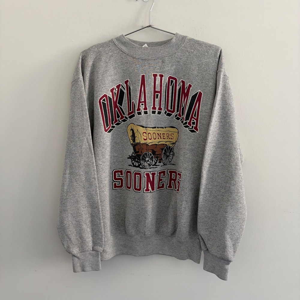 Vintage Galt Sand Oklahoma Sooners Crewneck Sweatshirt Gray Large Made in USA